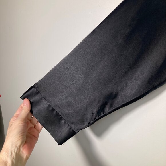 Womens Vintage 90s Victorias Secret Satin Robe Short Black OS Polyester 1/2 Slee - Picture 6 of 12